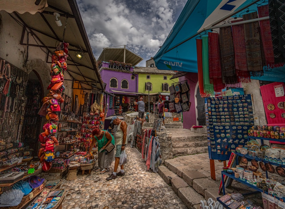 people walking on market during daytime