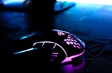 black and white corded computer mouse