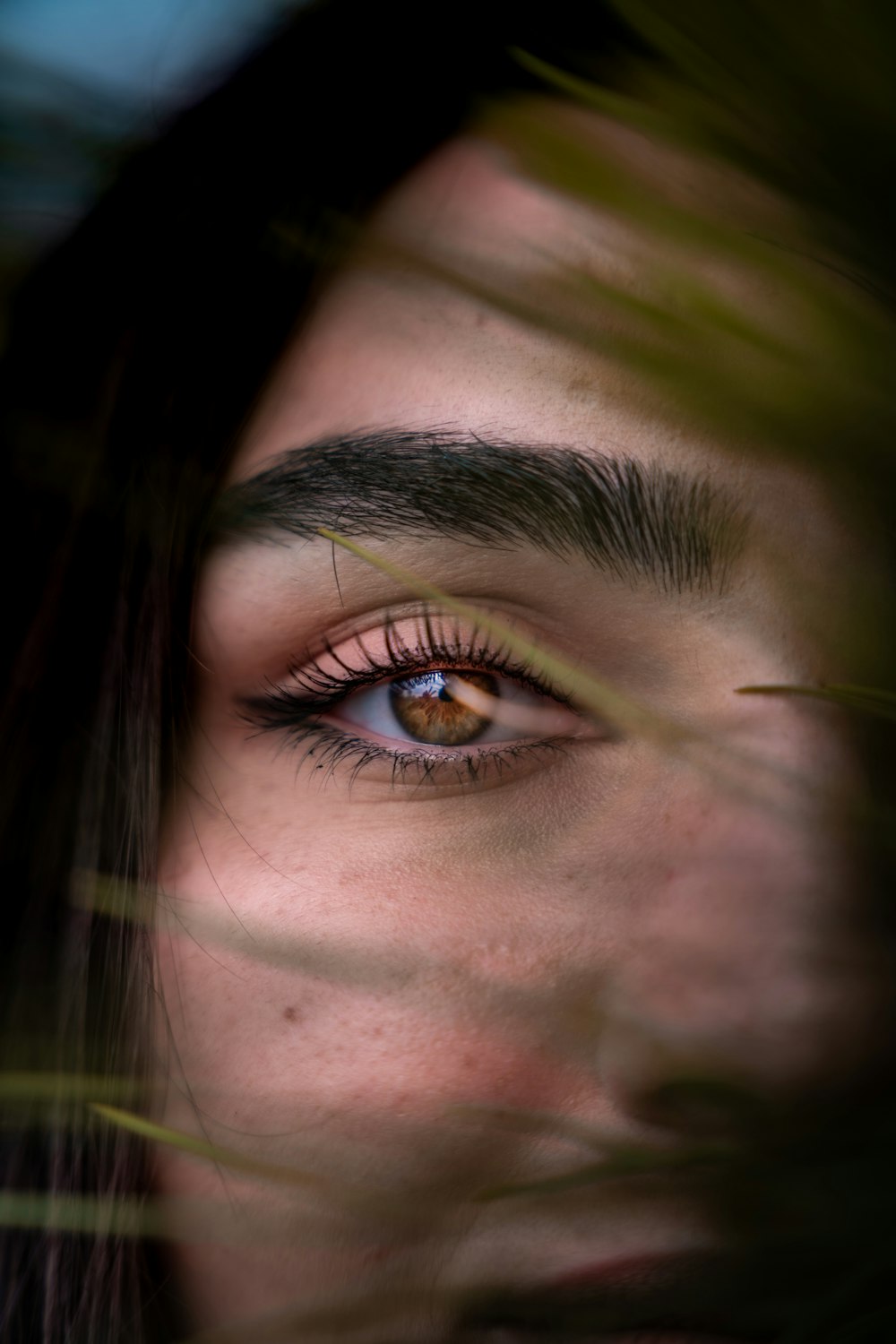 persons eye in close up photography