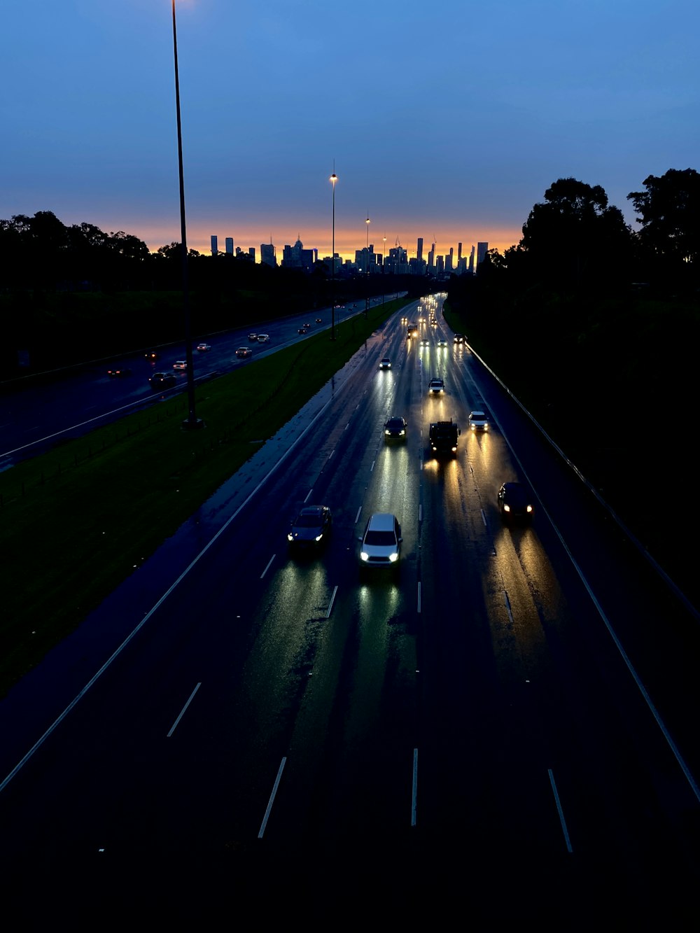 cars on road during night time