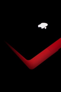 black and orange apple logo