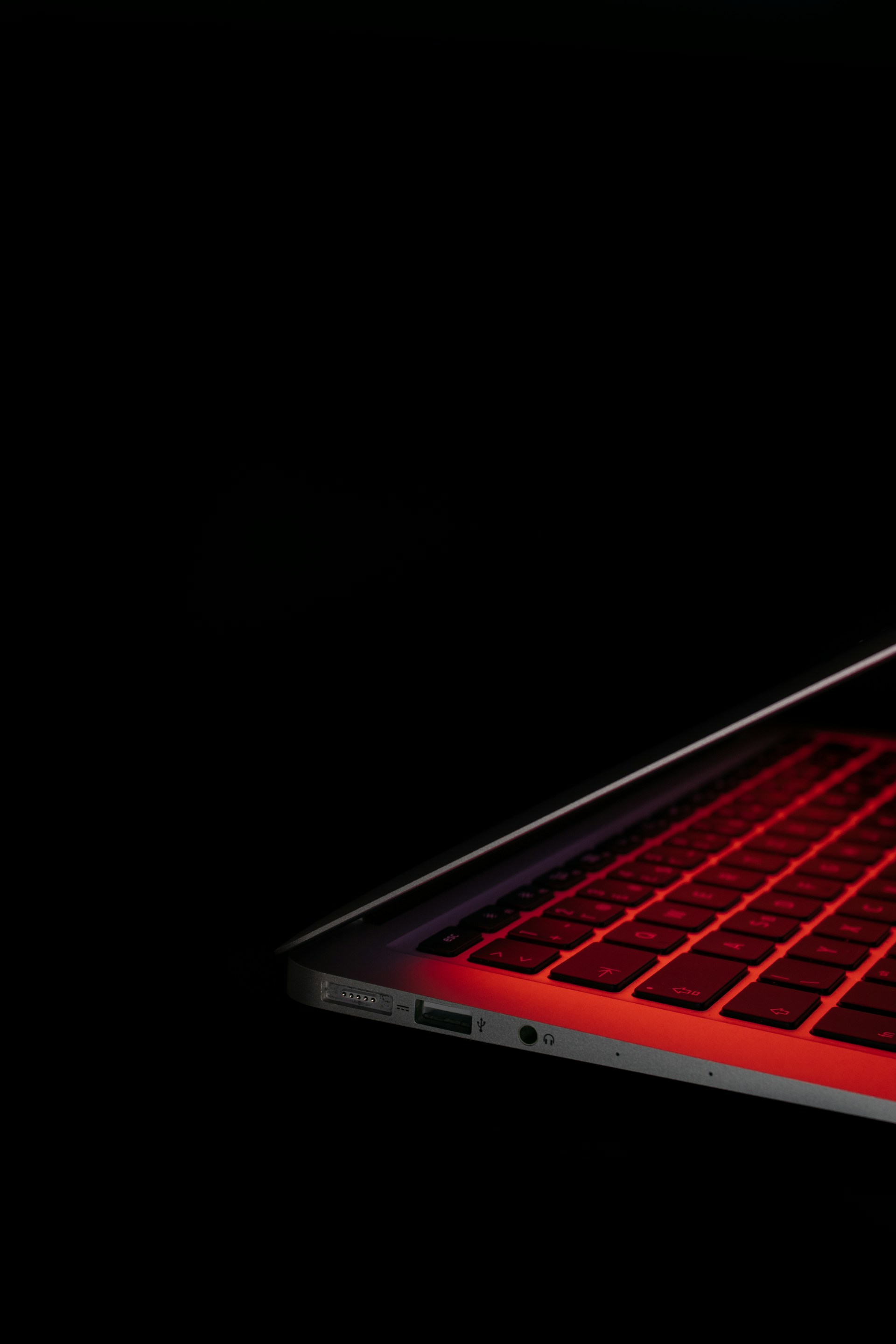 black and red laptop computer