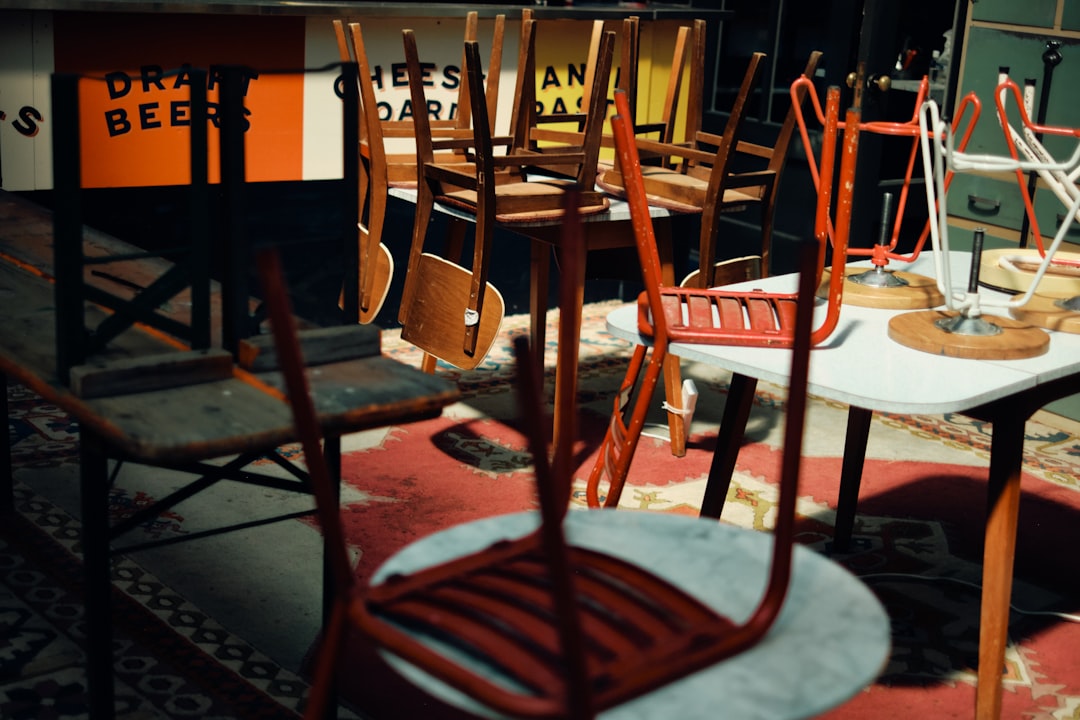 brown wooden chairs on restaurant