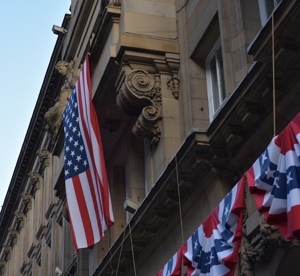 us a flag on top of building