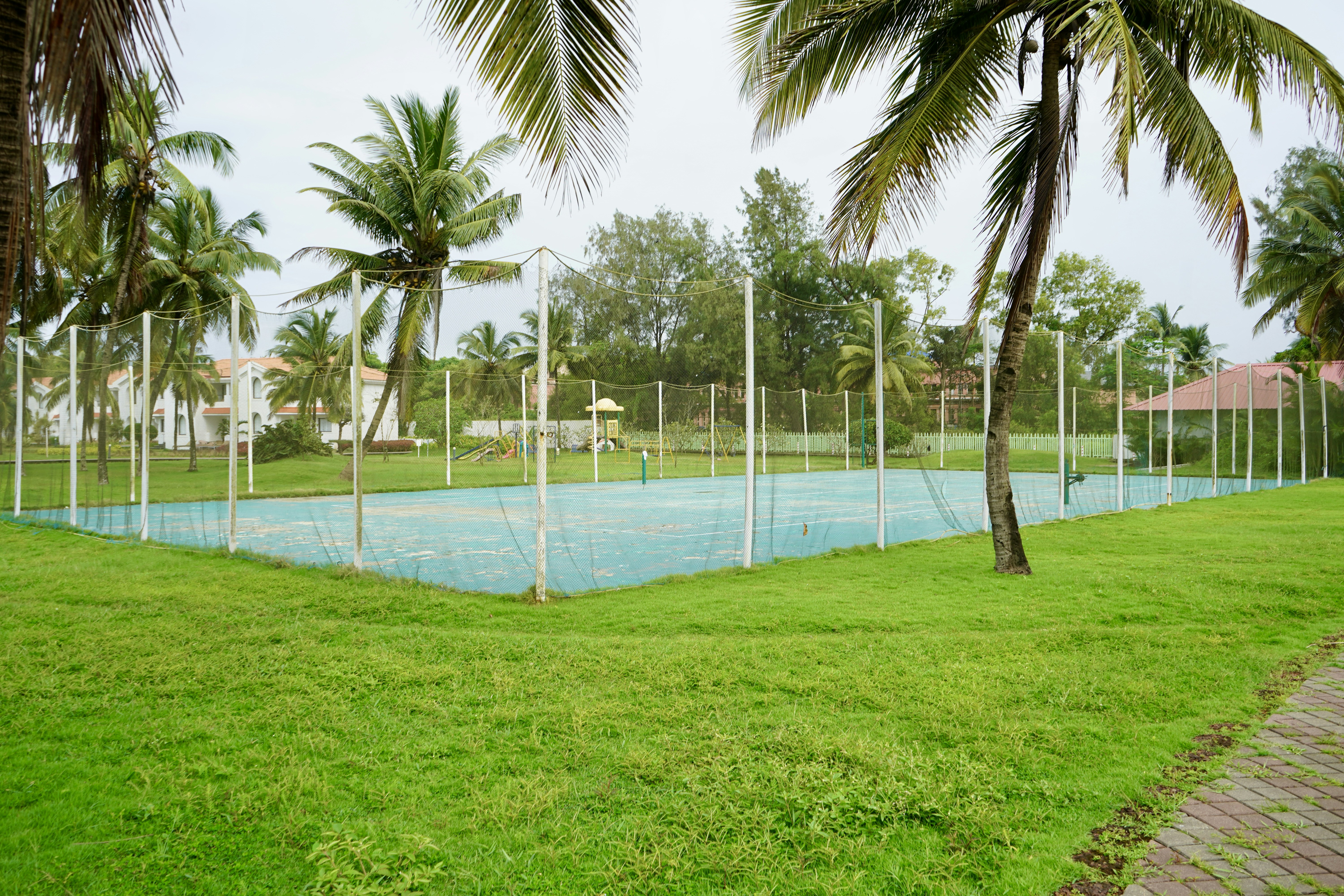 Lush green resort scenery