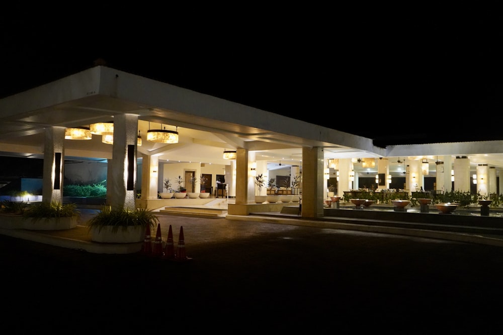 white and brown concrete building during nighttime