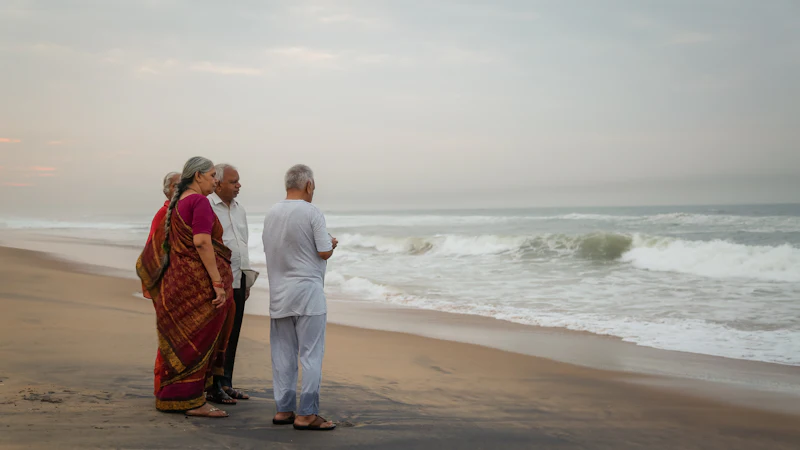 An older couple walking together