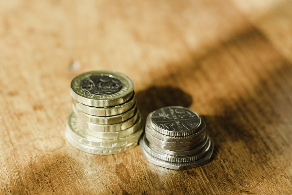 silver and gold round coins