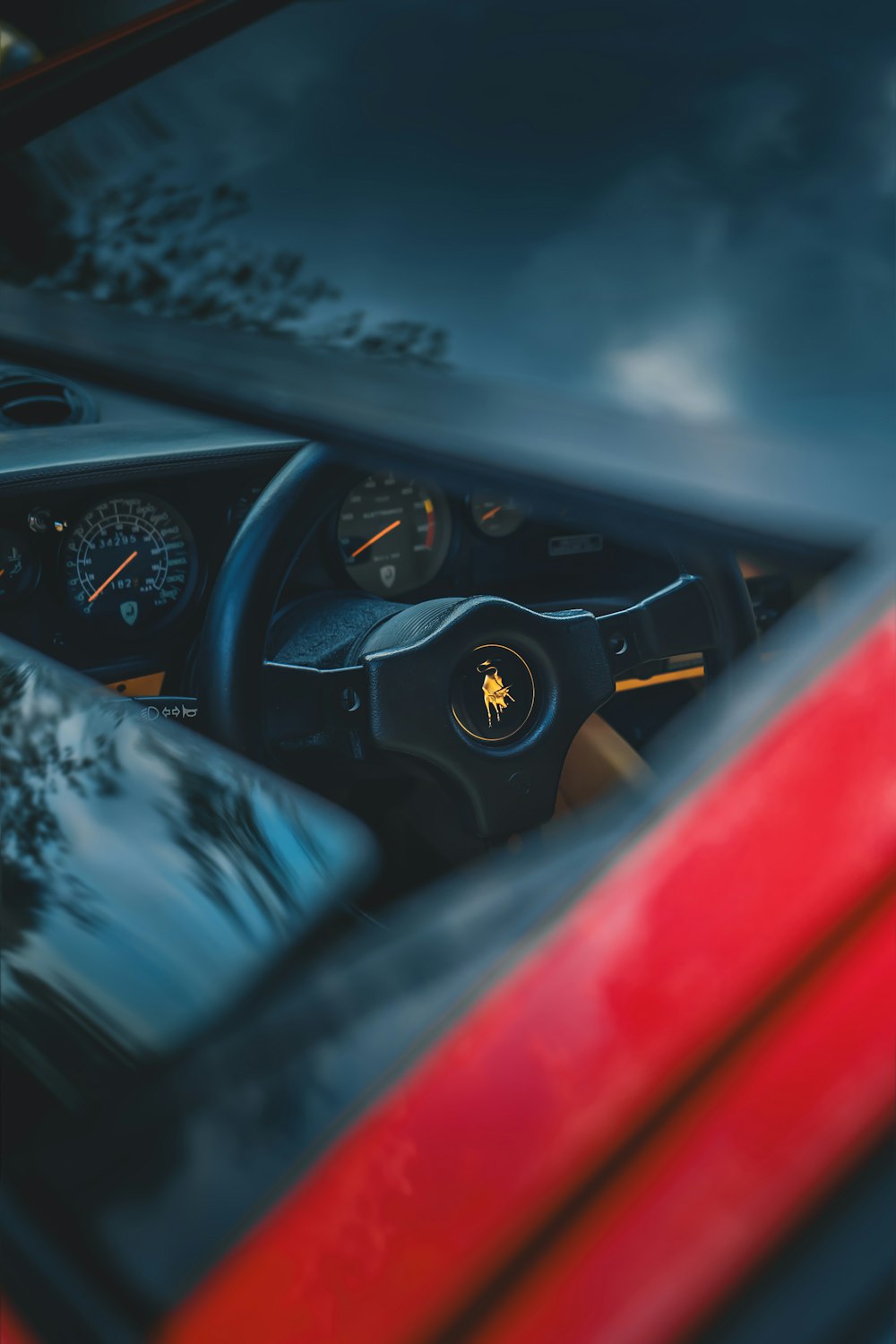 black and red car dashboard
