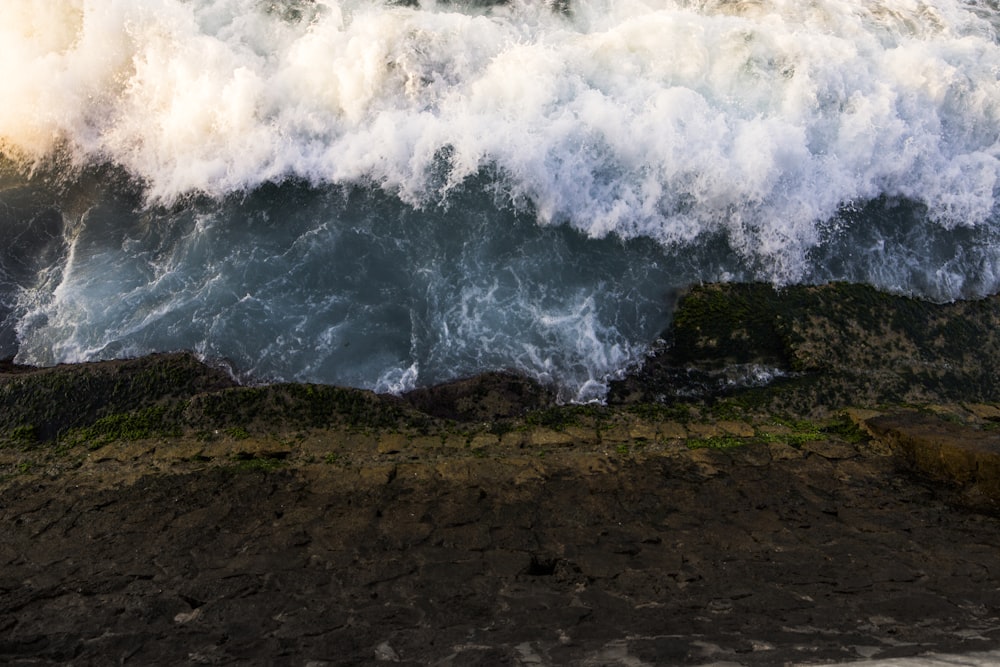 ocean waves hitting the rocks