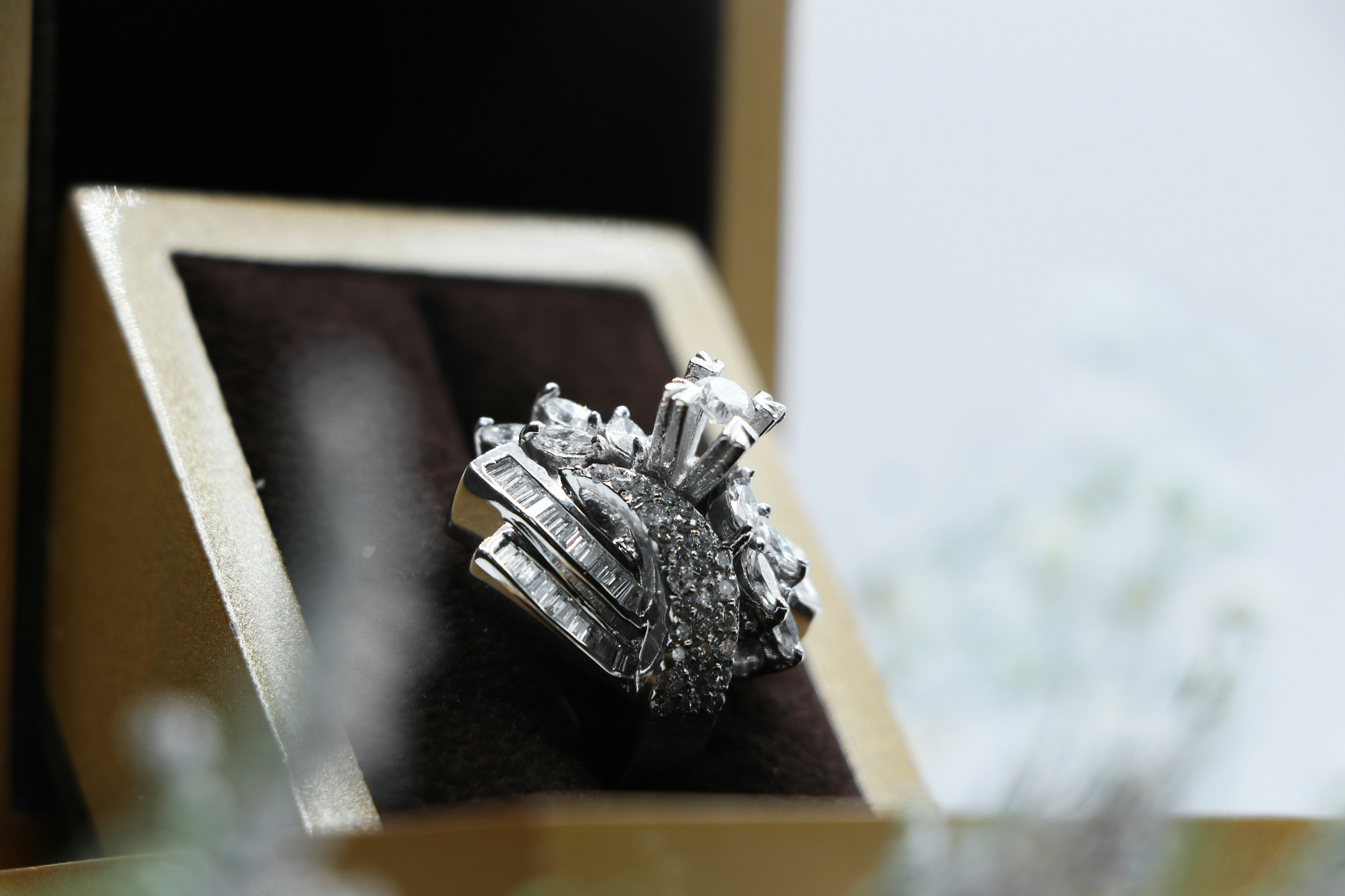 luxury diamond engagement ring display in Phoenix showroom - jewelry store in phoenix