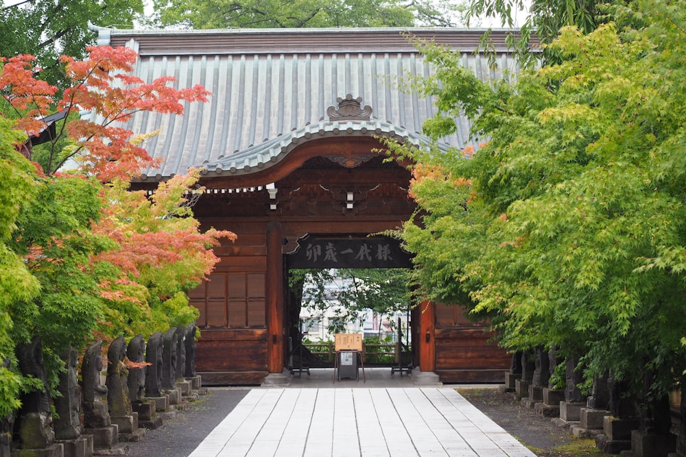 brown wooden house with green and red plants