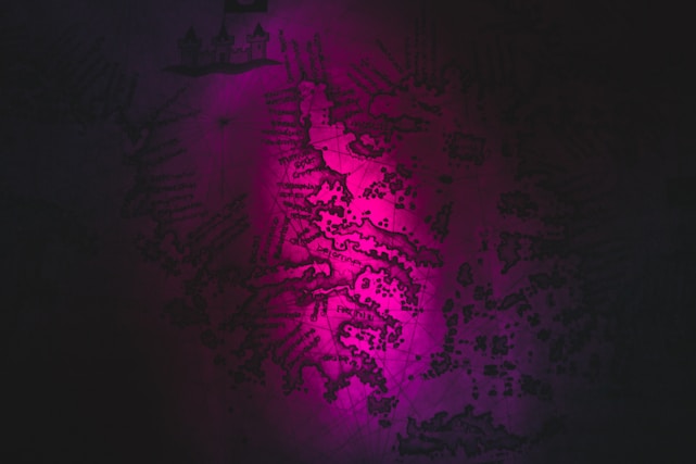 A vibrant map showing small villages connected by glowing lines symbolizing communication