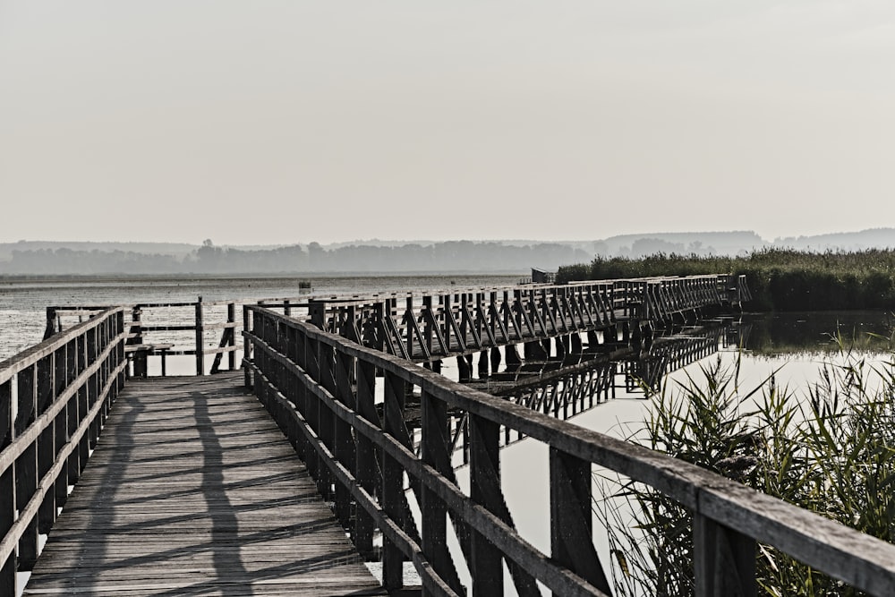 brown wooden bridge over the sea during daytime