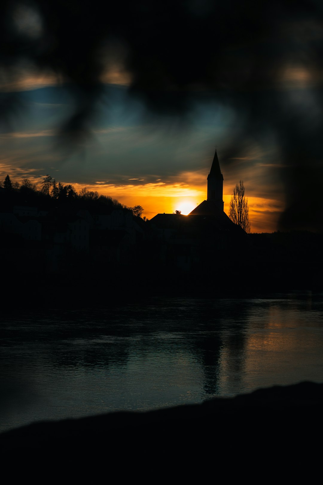 silhouette of building during sunset