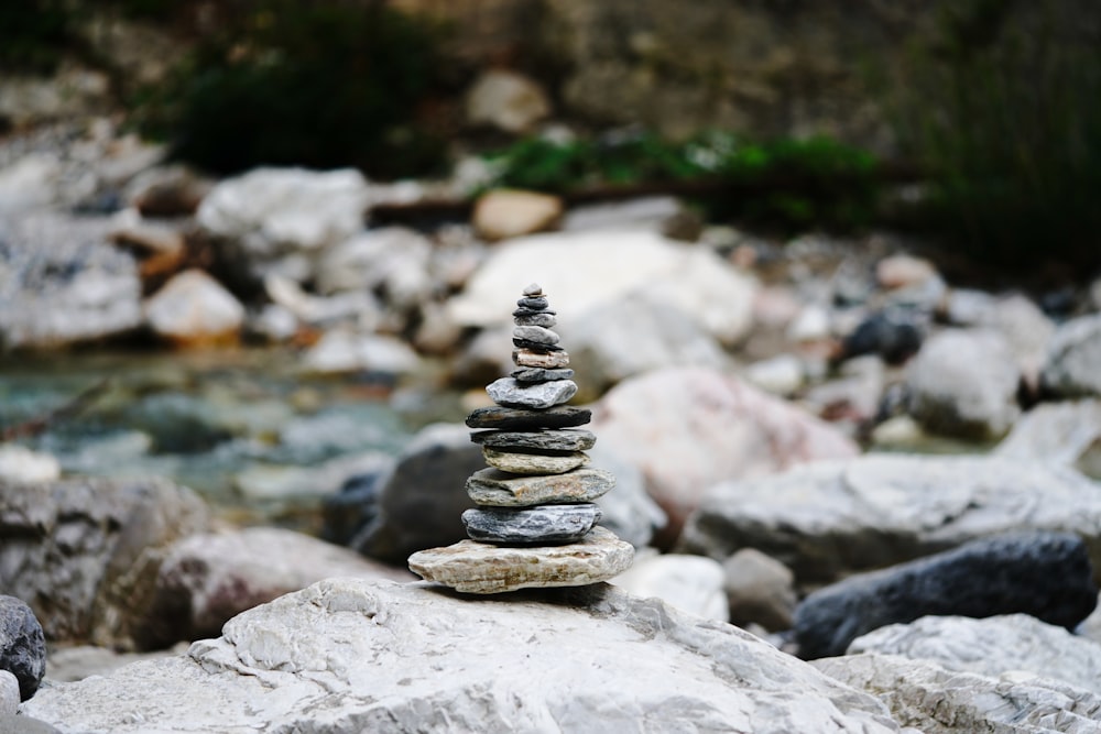 gray and black stone stack