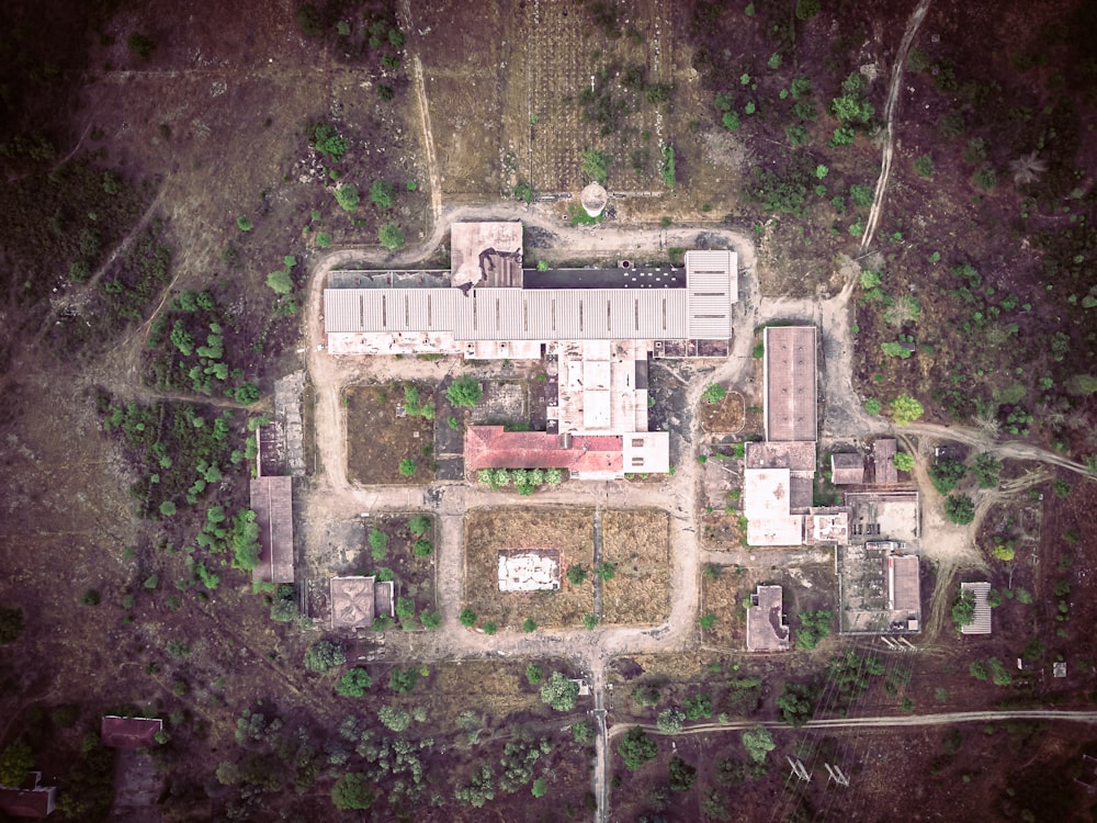 aerial view of gray concrete building