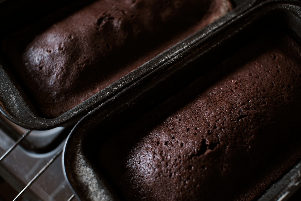 chocolate cake on silver tray