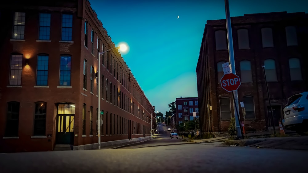 brown concrete building during night time