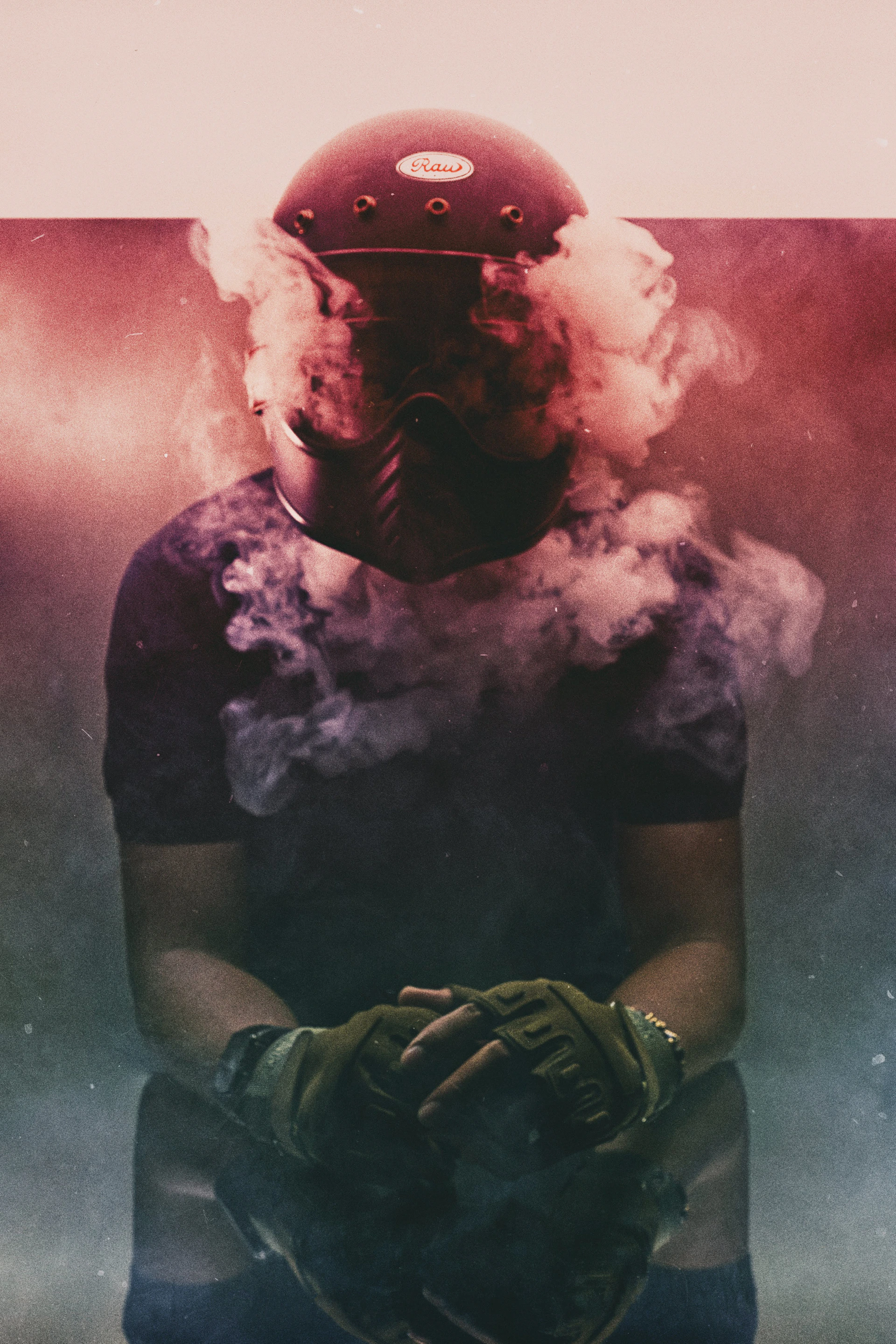 man in black crew neck t-shirt with red mask