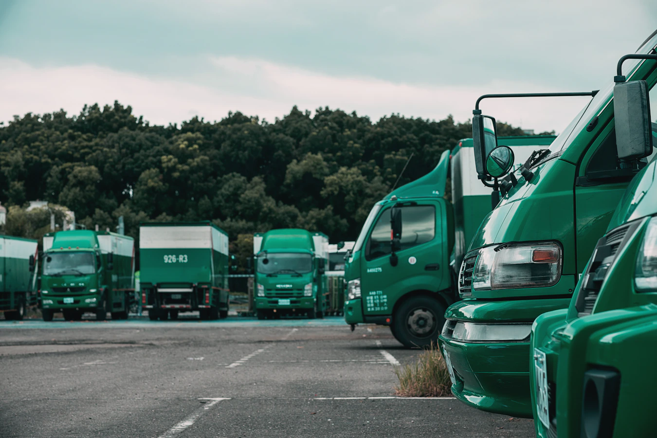 Commercial truck on highway with GPS fleet tracking