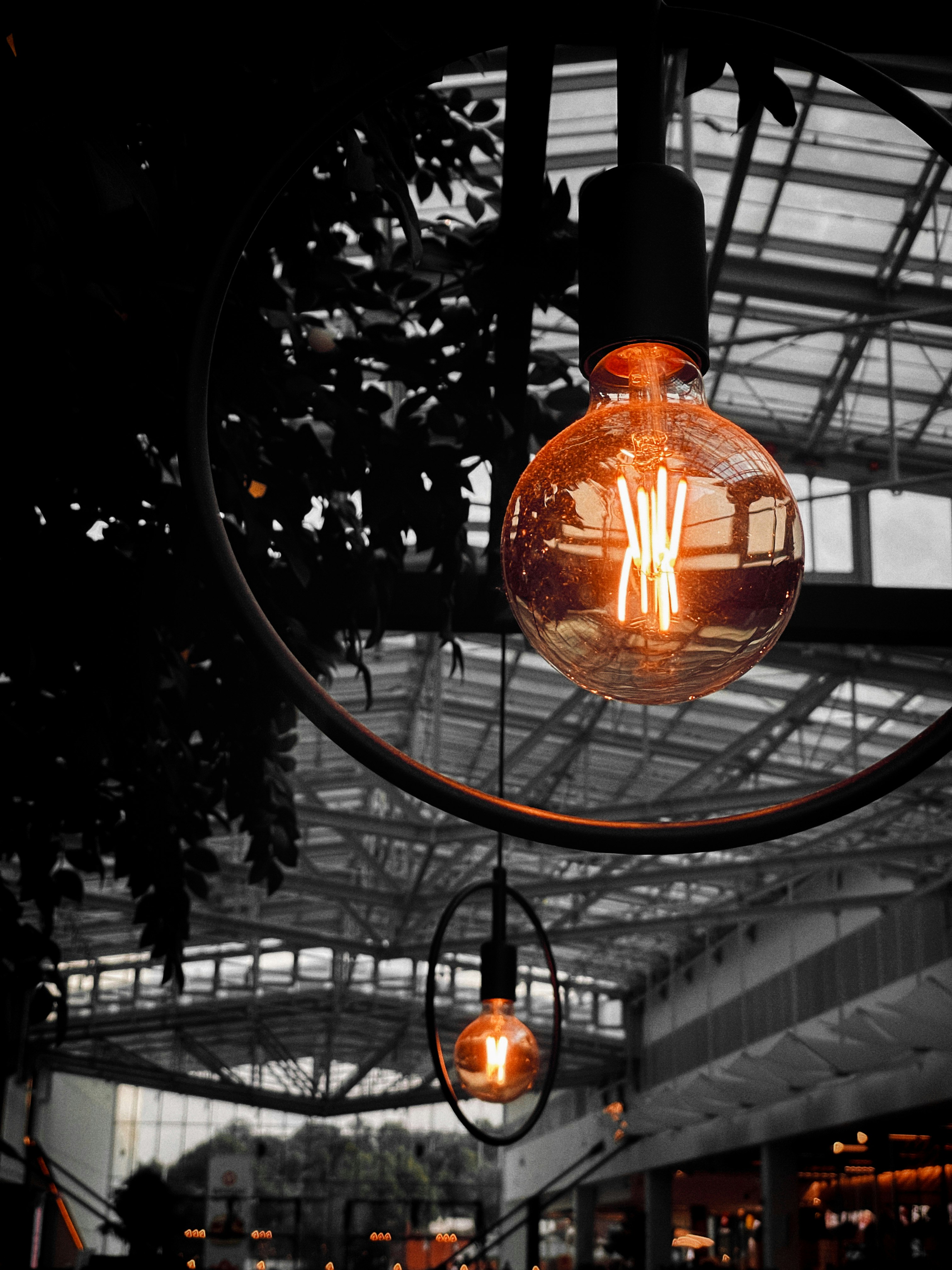 orange and black pendant lamp