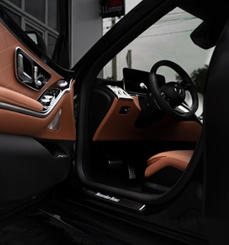 brown and black car interior