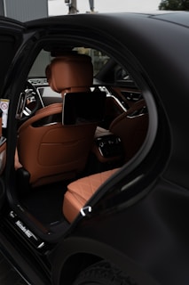 black and brown car steering wheel