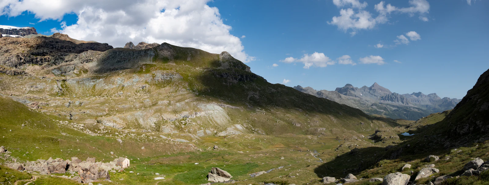 Alpage vert de montagne l'&eacute;t&eacute; (image d'illustration)