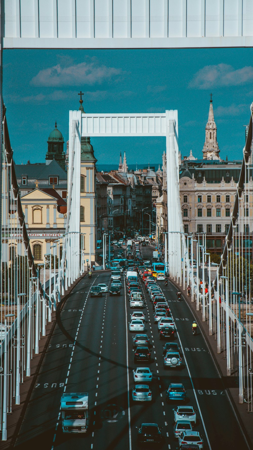 cars on road between buildings during daytime