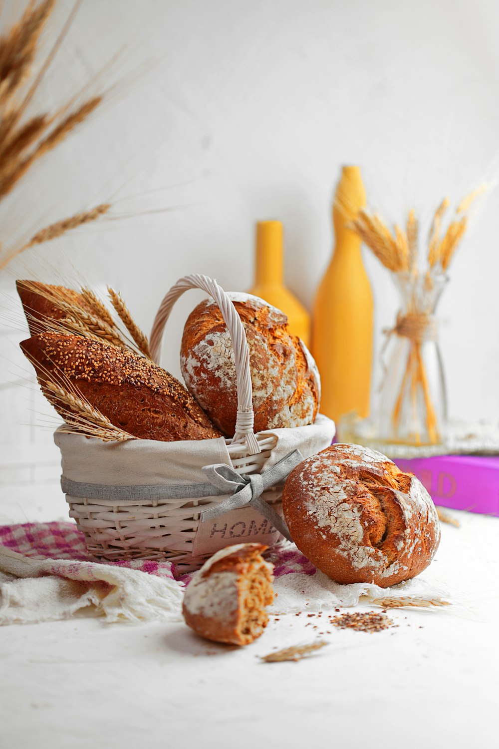 brown and white doughnuts on white basket