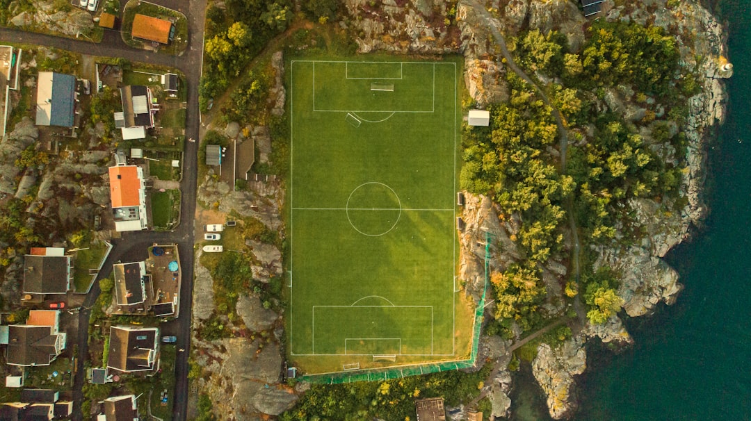 aerial view of soccer field