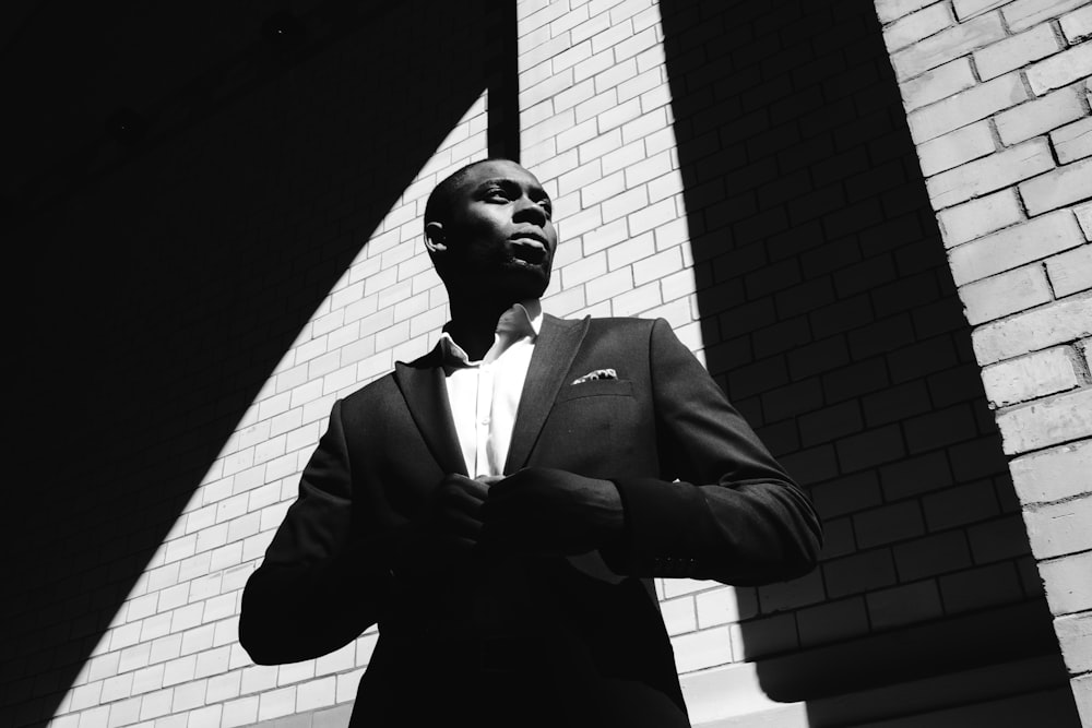 man in black suit jacket