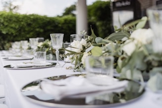 clear drinking glass on white table