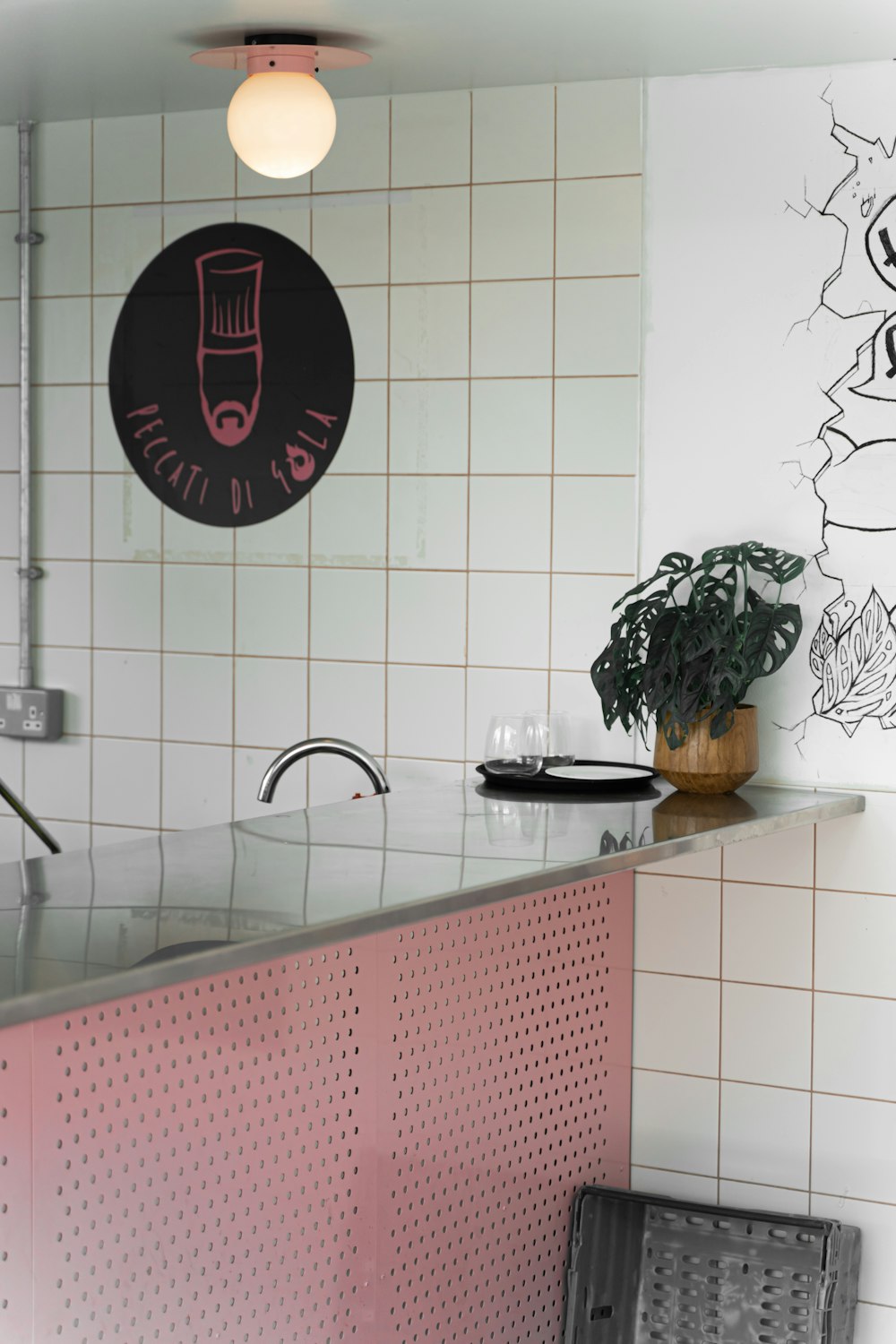 stainless steel sink with faucet