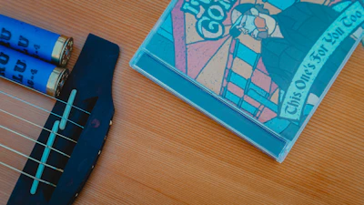 Close-up of a personalized music album frame with vibrant colors and detailed song info.