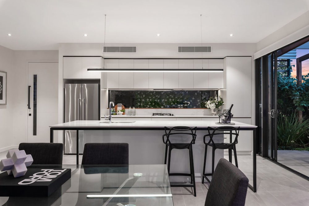 black and white wooden kitchen cabinet