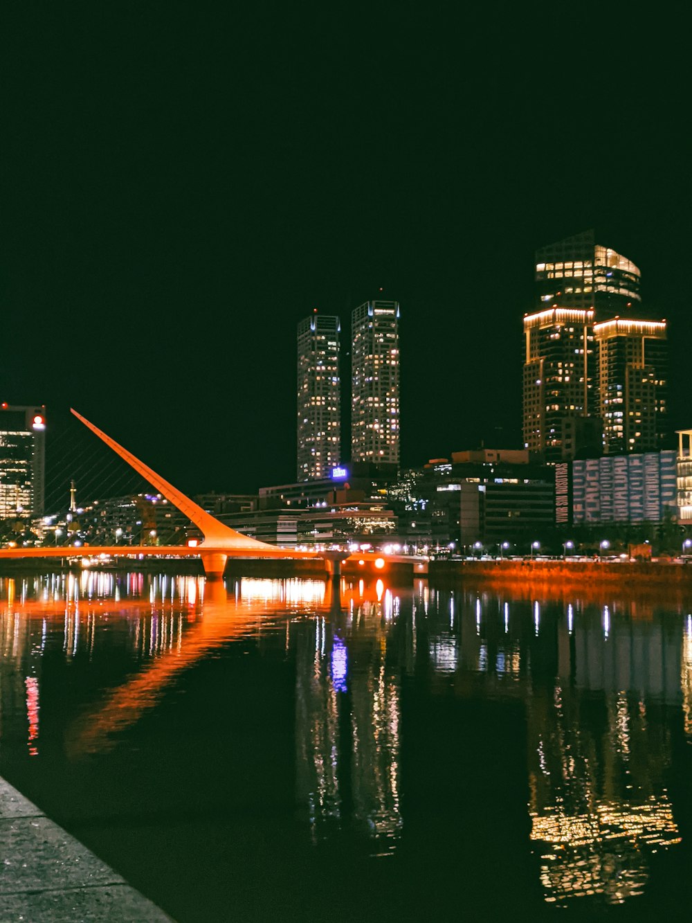 city skyline during night time