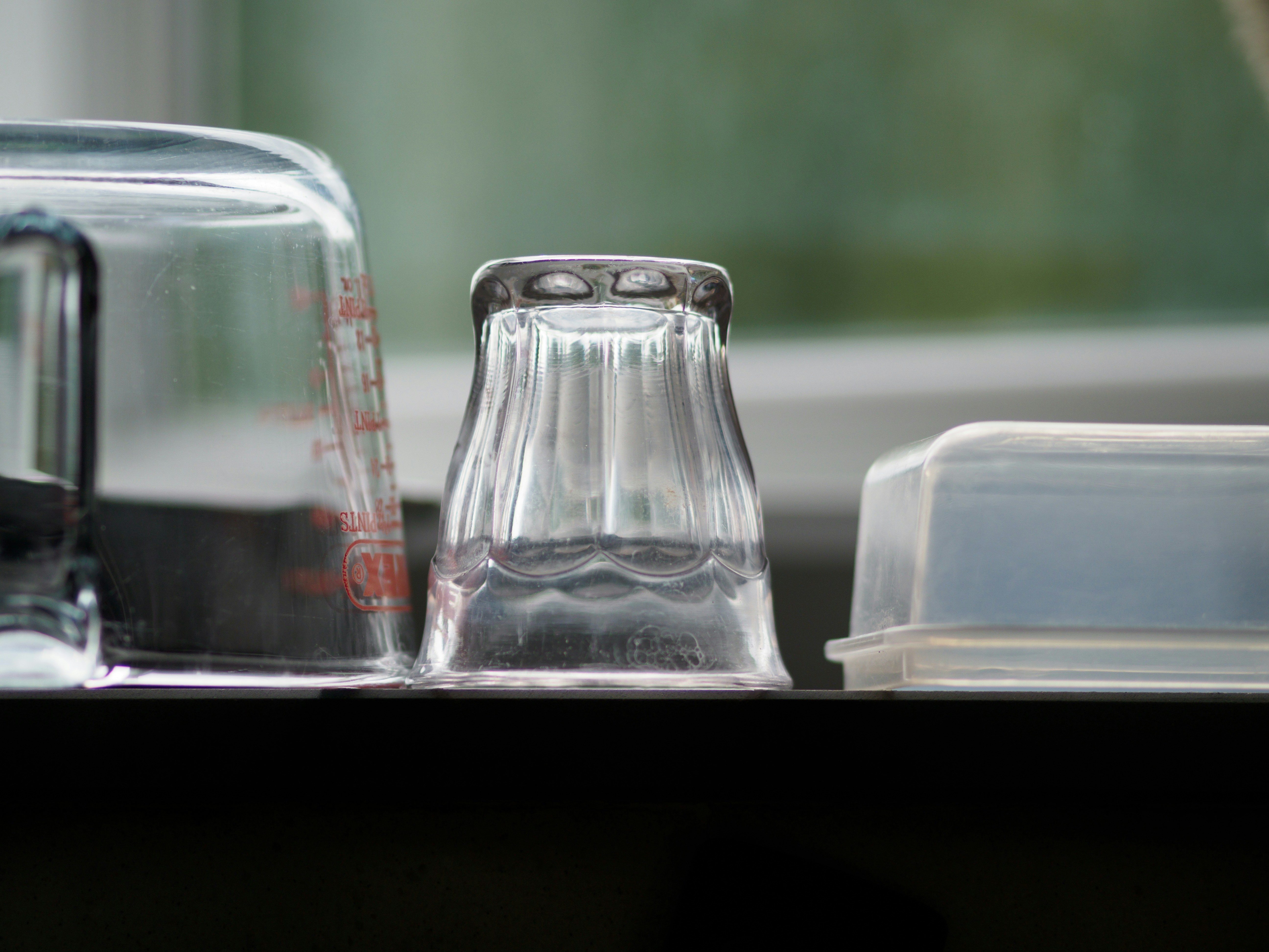 Clear glass jars on white tray