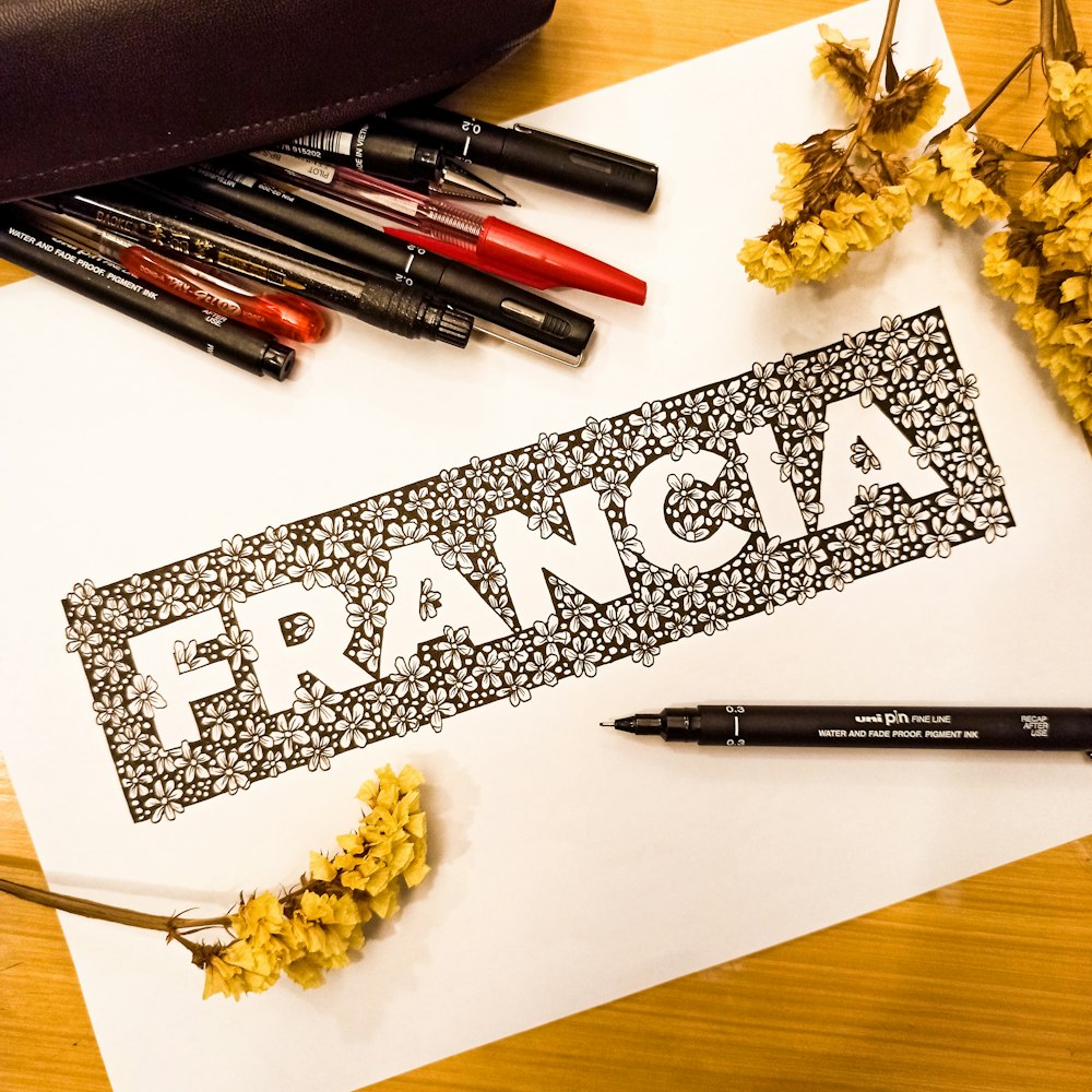 a piece of paper with the word francia on it