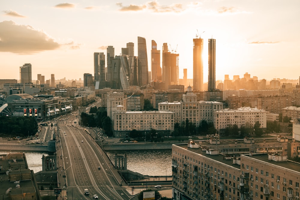 city skyline under white sky during daytime