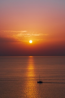 body of water during sunset