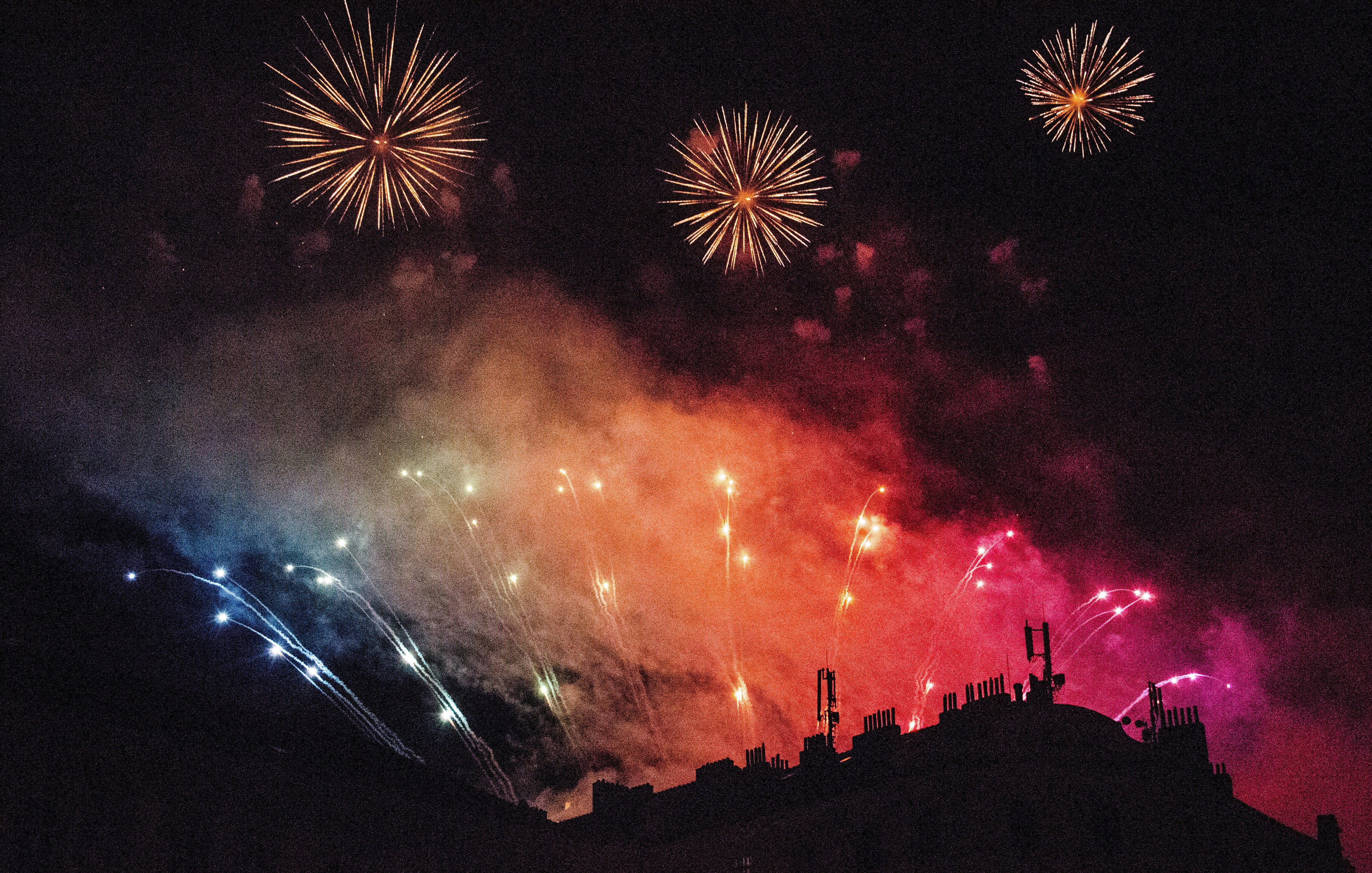 Some fireworks in night city. Enjoyed photos more than the event