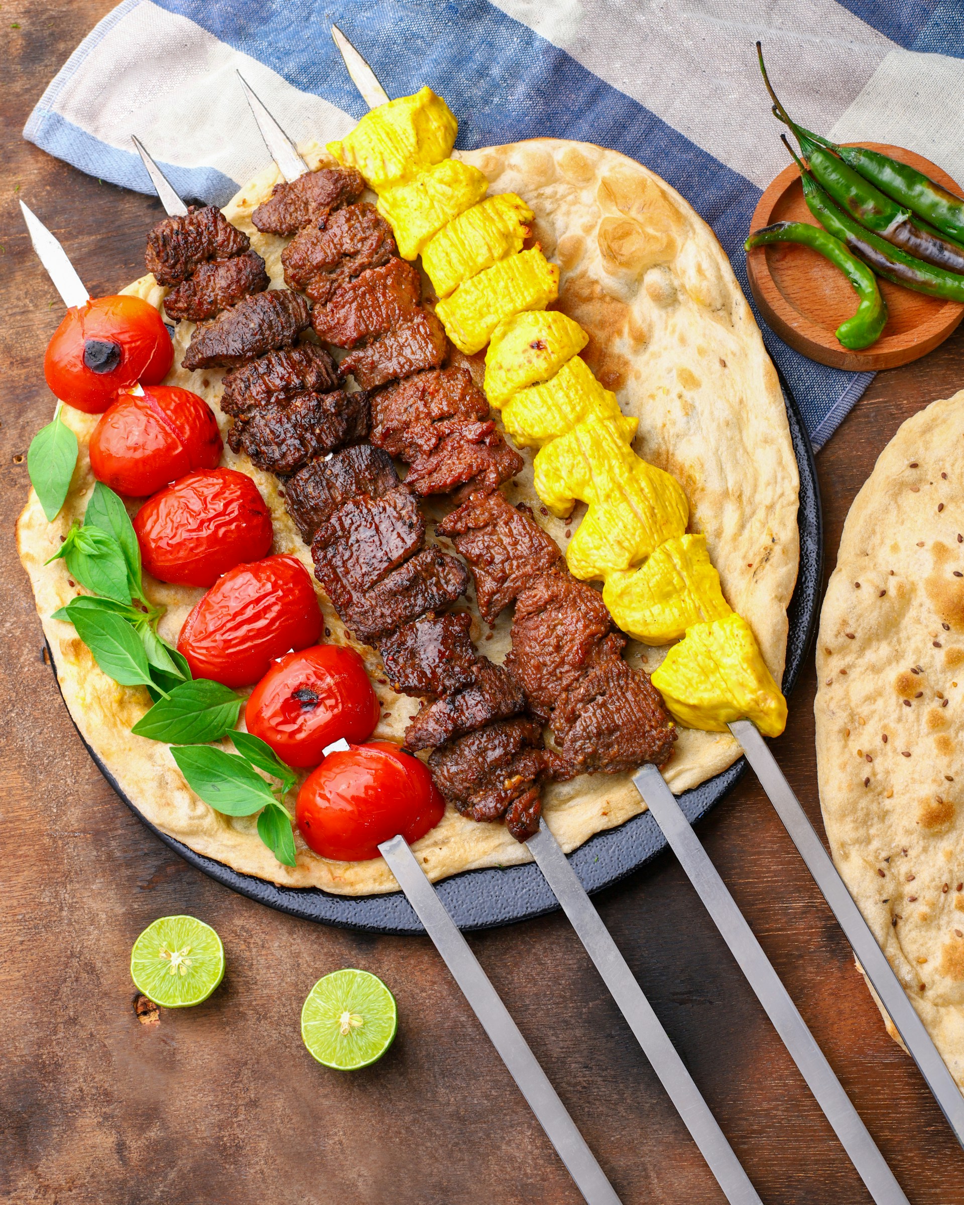 fried food on blue and white ceramic plate