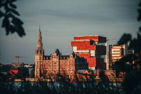 City skyline during night time — Antwerp, Belgium