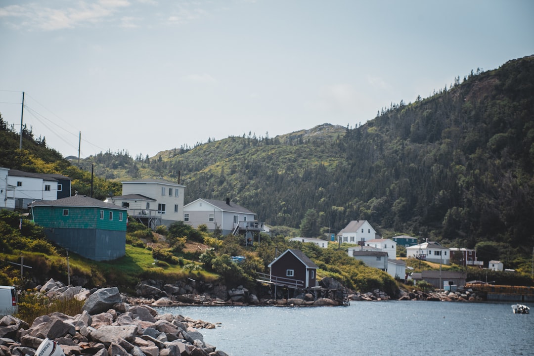 houses near body of water and mountain during daytime