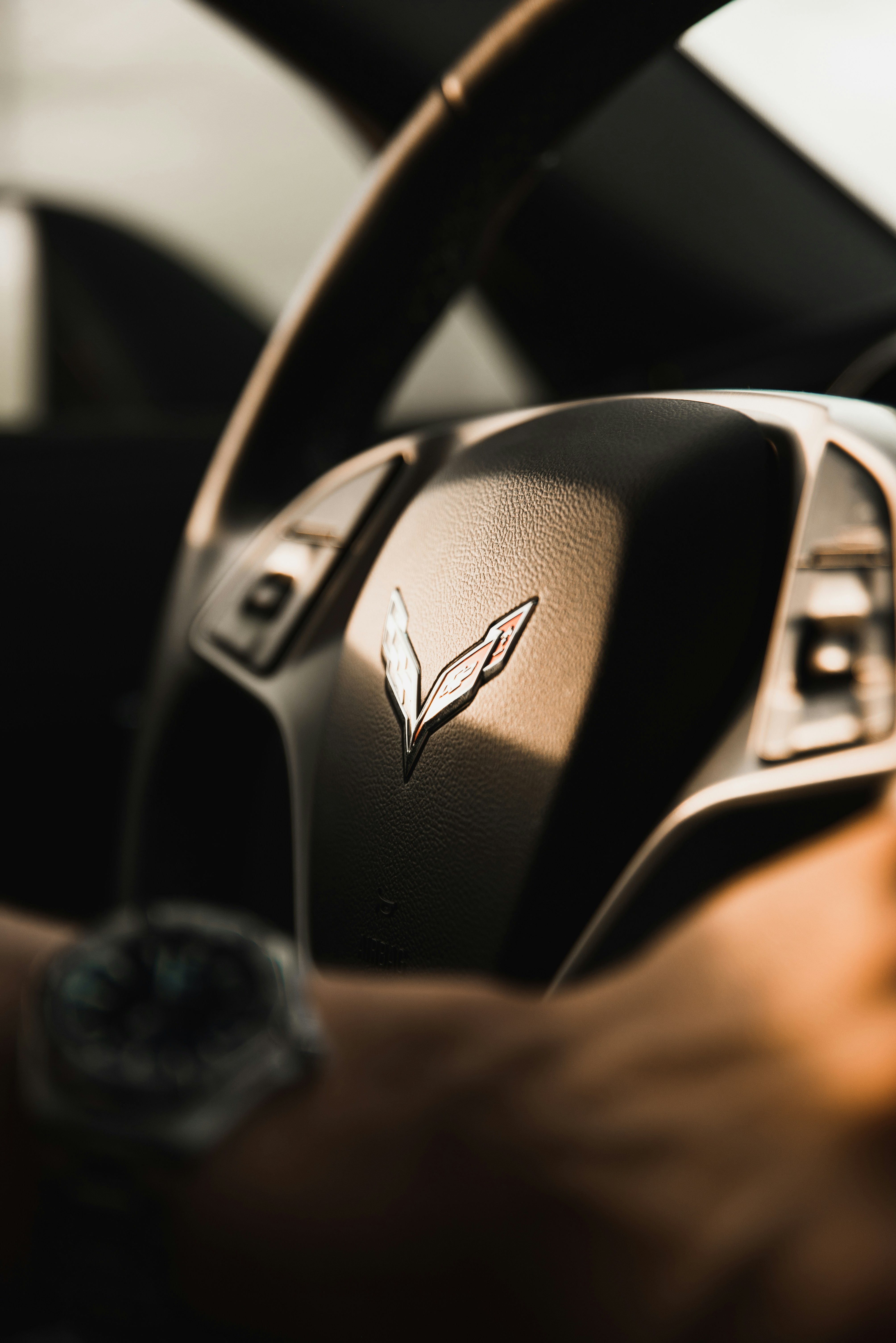 schwarz-silbernes Autolenkrad