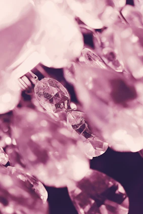 Close-up of shimmering crystal porcelain wall art catching soft light