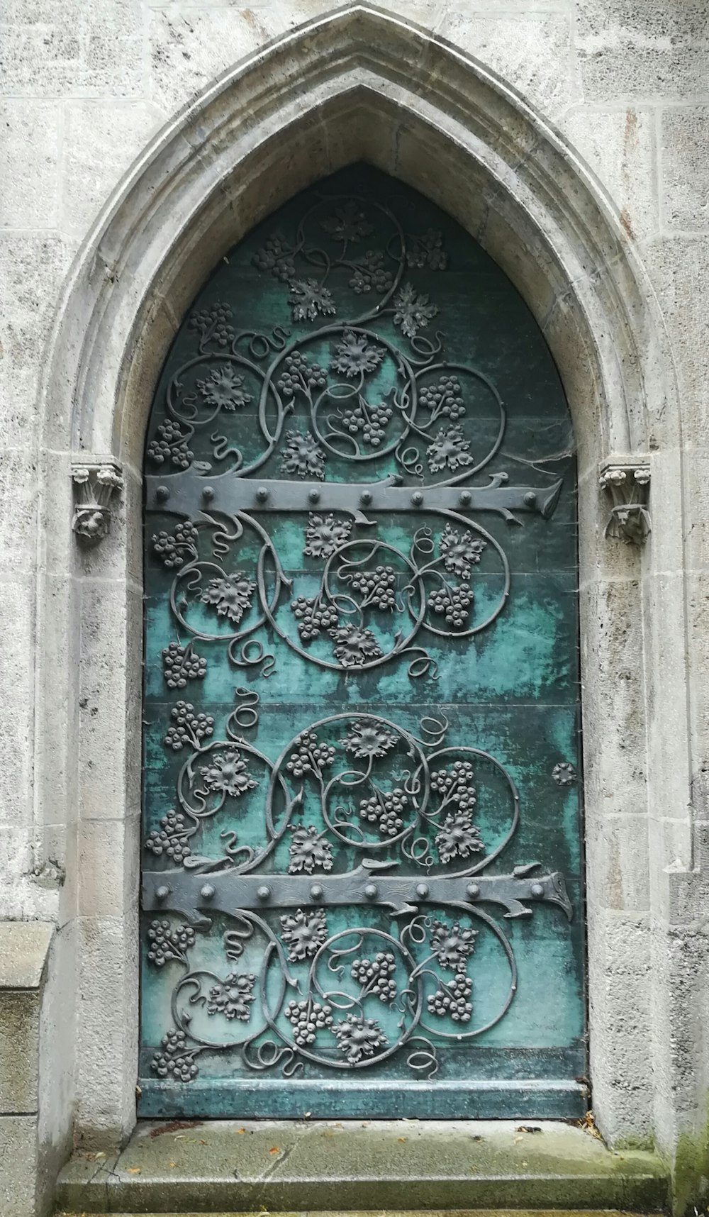 black metal door with blue metal door