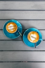 blue and white ceramic mugs